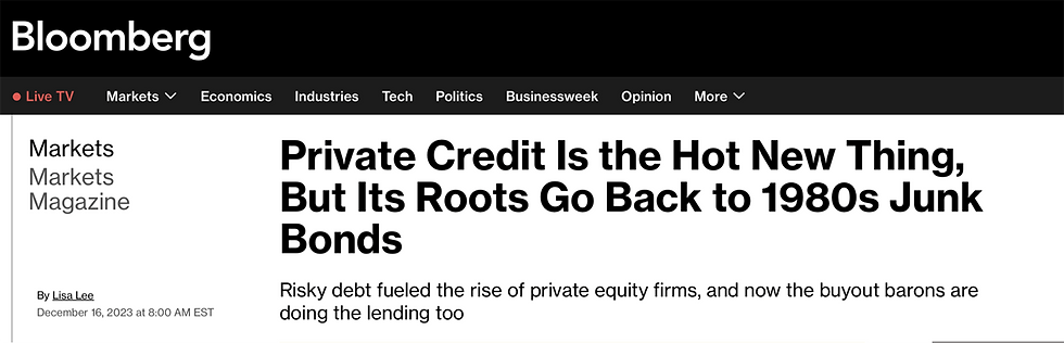 bloomberg article private credit is hot new thing