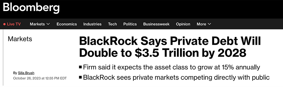 bloomberg article blackrock says private debt will double